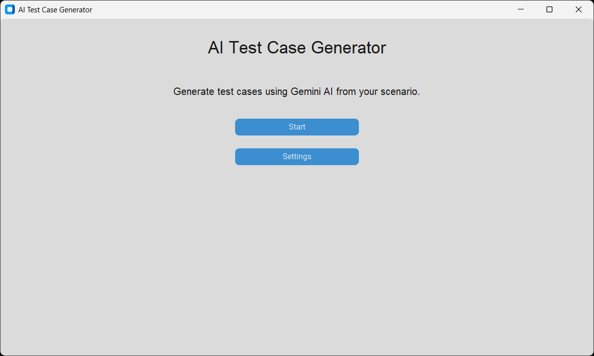 AI Test Case Generator App Screen